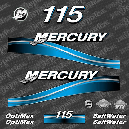 Mercury 115 Saltwater Optimax 2005-2007 outboard decal sticker set