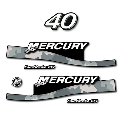 Mercury 40 Four Stroke EFI 2005-2007 Red / Vintage / US2 Flag / Cameo outboard decal sticker set