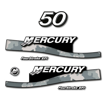 Mercury 50 Four Stroke EFI 2005-2007 US2 Flag / Vintage / Cameo / Red  2005-2007 outboard decal sticker set