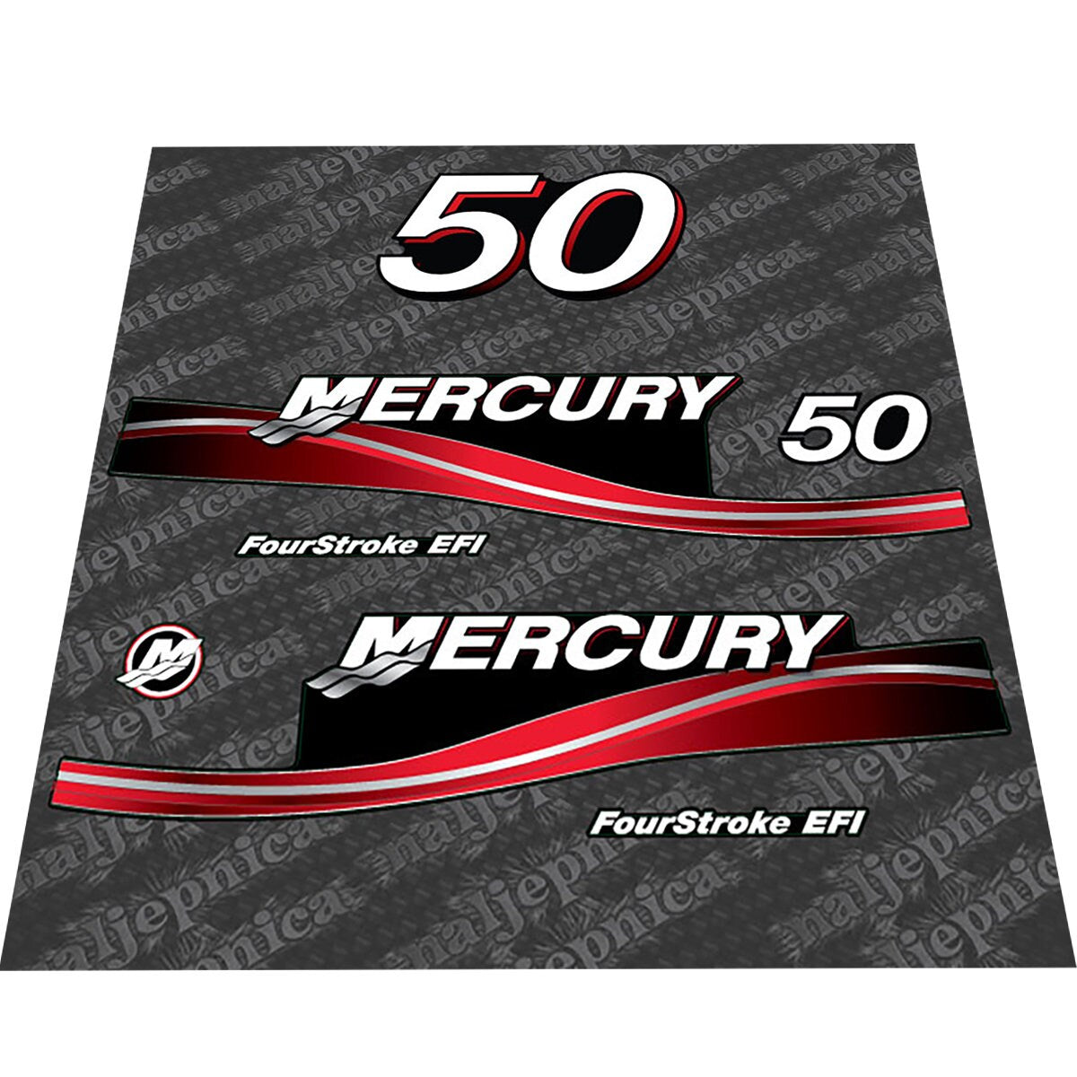 Mercury 50 Four Stroke EFI 2005-2007 outboard decal sticker set replacement decal set