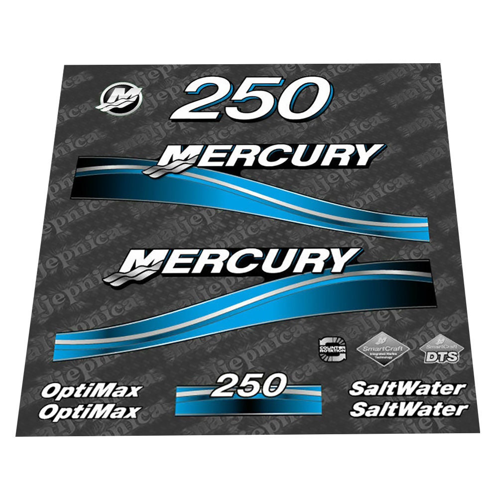 Mercury 250 Saltwater Optimax 2005-2007 outboard decal sticker set