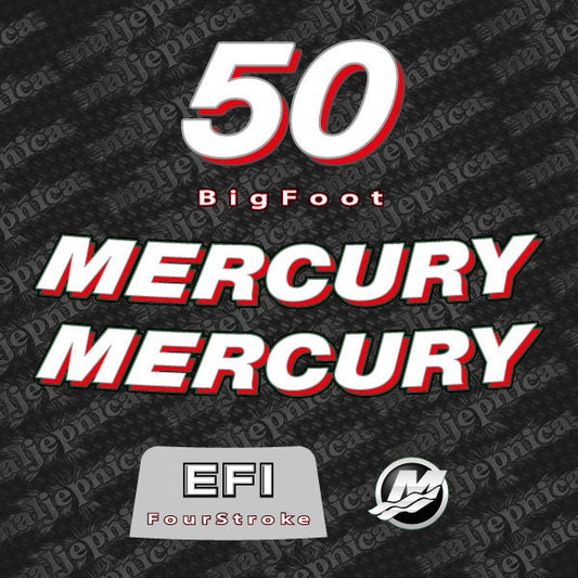 Mercury 50 or 60 Big Foot 2006-2012 outboard decal sticker set - Number: 50,60