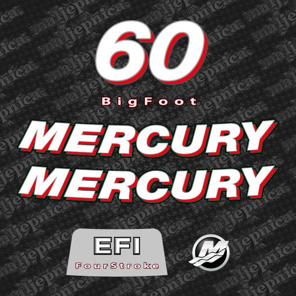Mercury 50 or 60 Big Foot 2006-2012 outboard decal sticker set