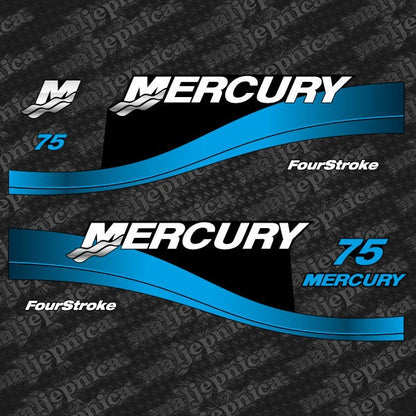 Mercury 75 Four Stroke 1999-2004 outboard decal sticker set - Primary color: Blue,US Flag