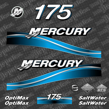 Mercury 175 Saltwater Optimax 2005-2007 outboard decal sticker set
