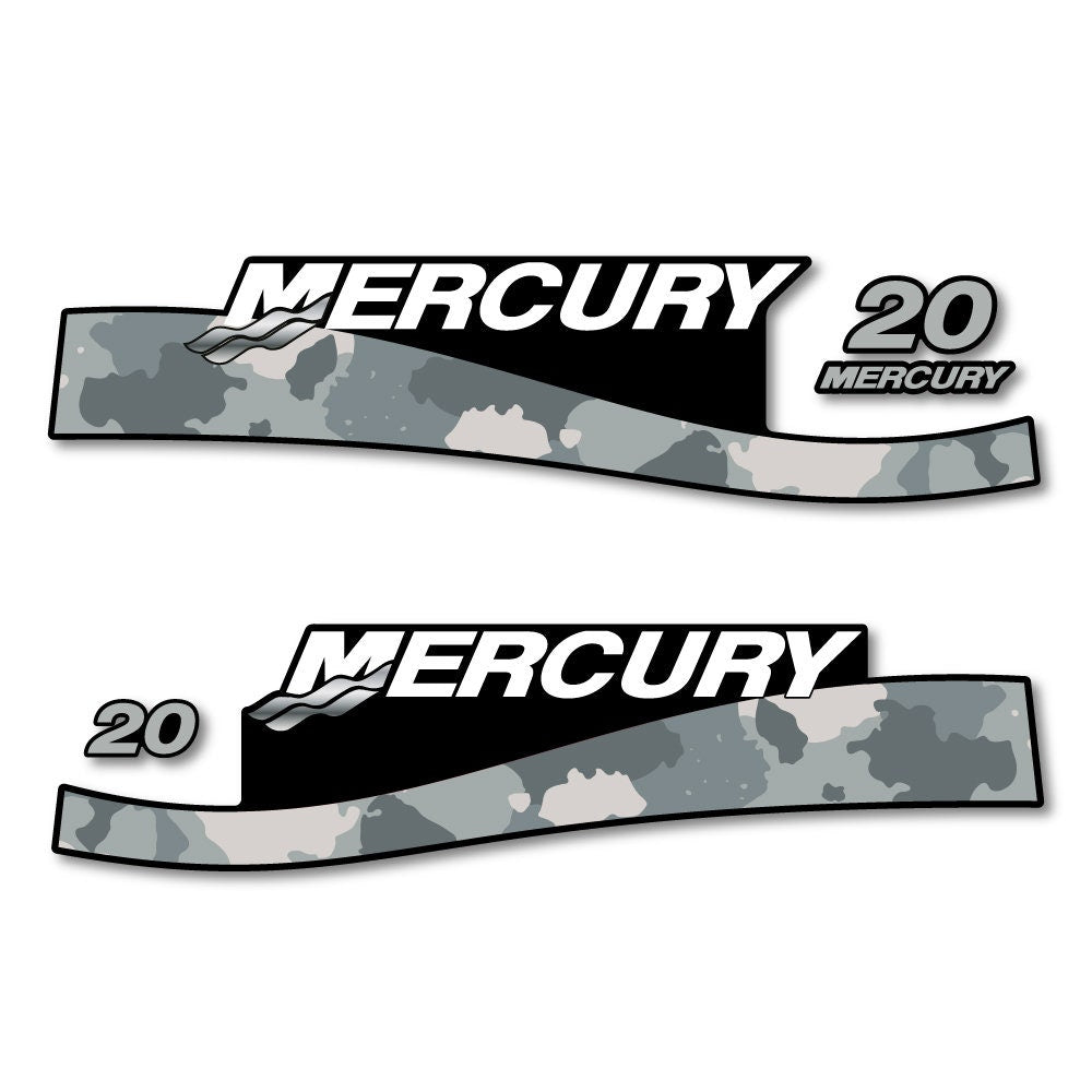 Mercury 20 Red / US2 Flag / Cameo 1999-2004 outboard decal sticker set