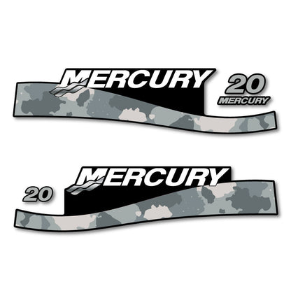 Mercury 20 Red / US2 Flag / Cameo 1999-2004 outboard decal sticker set