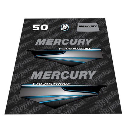 Mercury 50 Four Stroke 2013 outboard decal sticker set - Primary color: Blue,Red