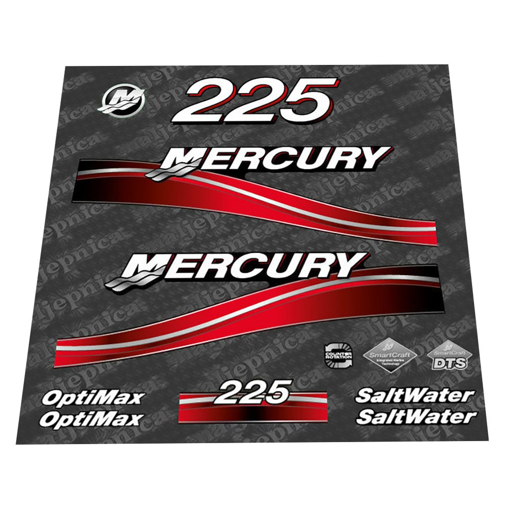 Mercury 225 Saltwater Optimax 2005-2007 outboard decal sticker set