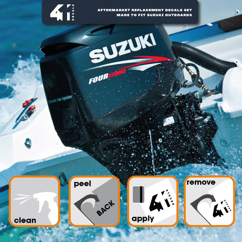 Suzuki 9.9 Four Stroke (2010) Aftermarket Replacement Outboard Decal Sticker Set