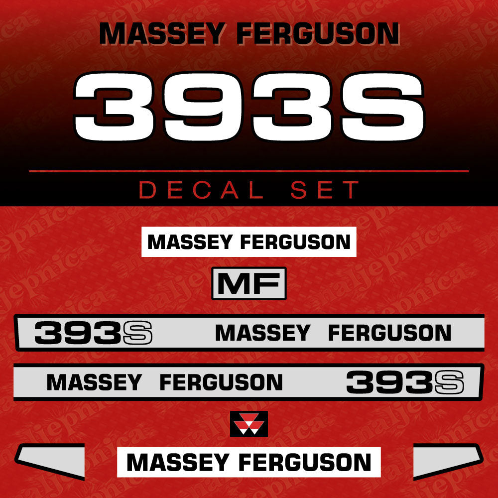 Massey Ferguson 393S Aftermarket Replacement Tractor Decal (Sticker) Set