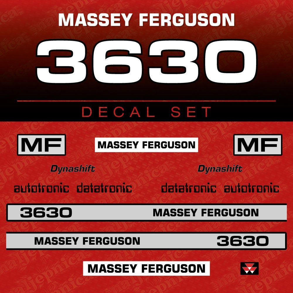 Massey Ferguson 3630 Aftermarket Replacement Tractor Decal (Sticker) Set