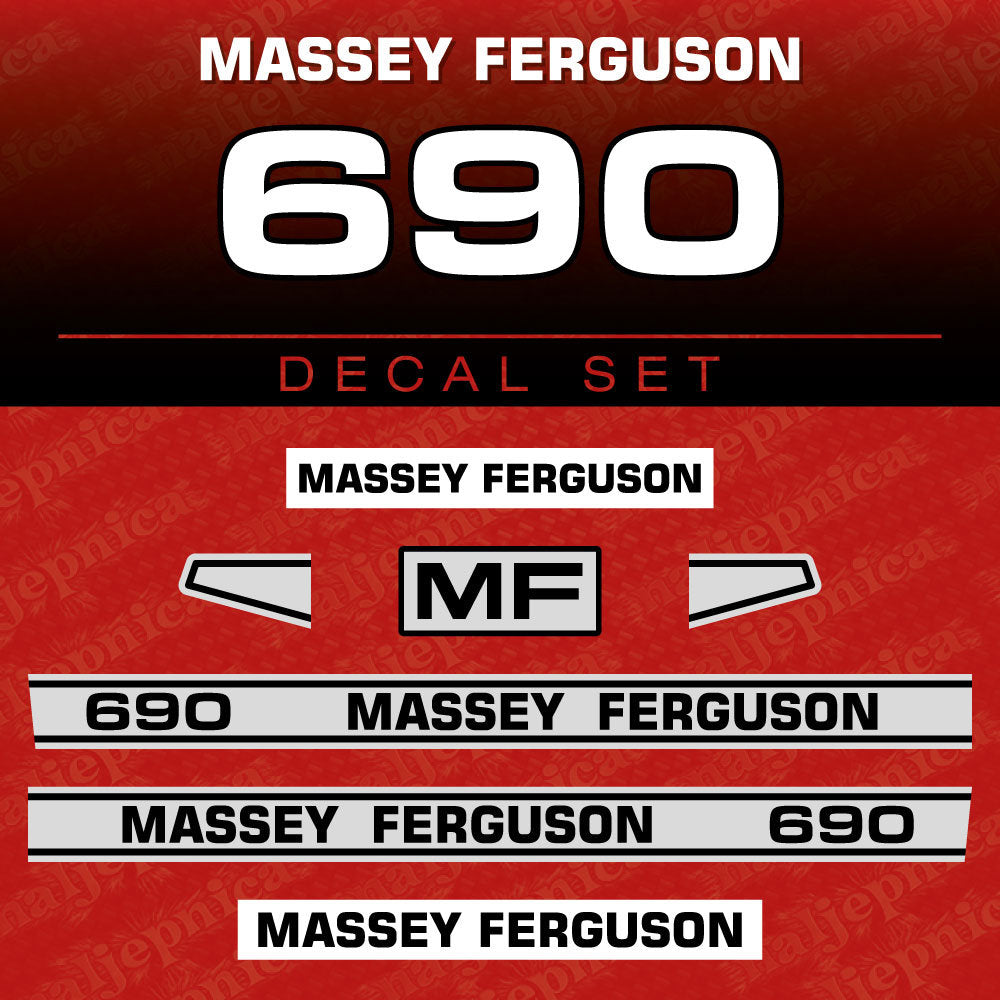 Massey Ferguson 690 Aftermarket Replacement Tractor Decal (Sticker) Set