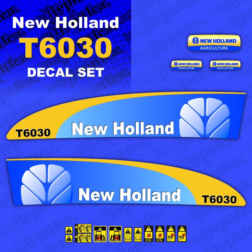 New Holland T6030 Aftermarket Replacement Tractor Decal (Sticker) Set replacement decal set