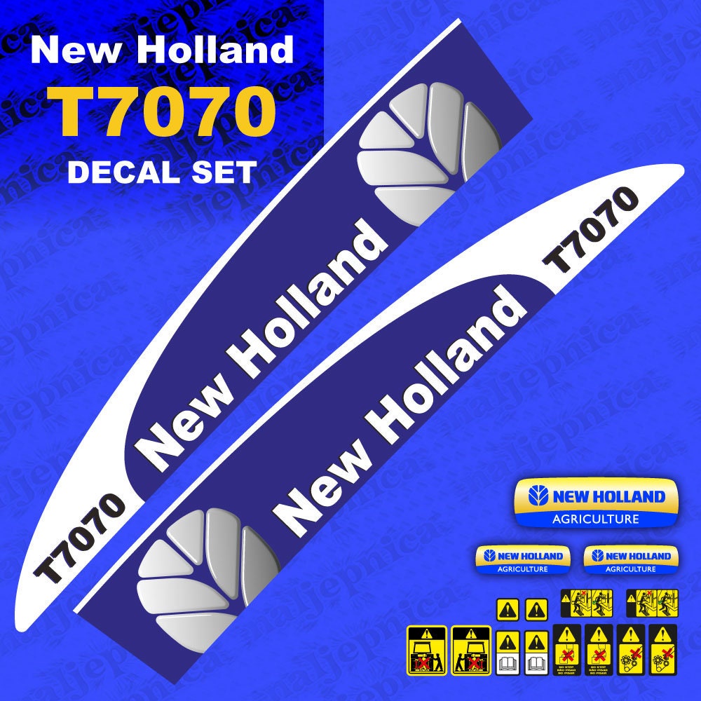 New Holland T7070 Blue Aftermarket Replacement Tractor Decal (Sticker) Set replacement decal set