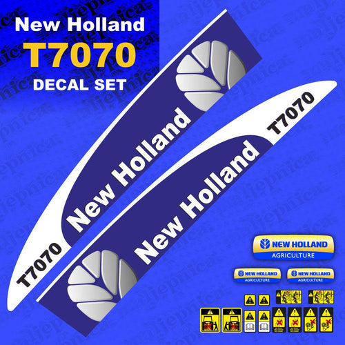 New Holland T7070 Blue Aftermarket Replacement Tractor Decal (Sticker) Set replacement decal set