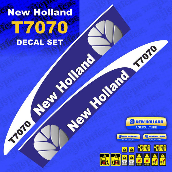 New Holland T7070 Blue Aftermarket Replacement Tractor Decal (Sticker) Set replacement decal set