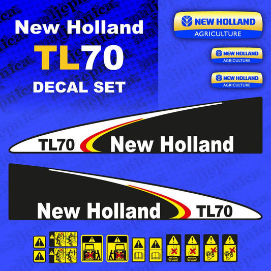 New Holland TL70 Black Aftermarket Replacement Tractor Decal (Sticker) Set replacement decal set