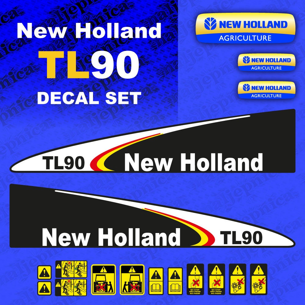 New Holland TL90 Black Aftermarket Replacement Tractor Decal (Sticker) Set replacement decal set