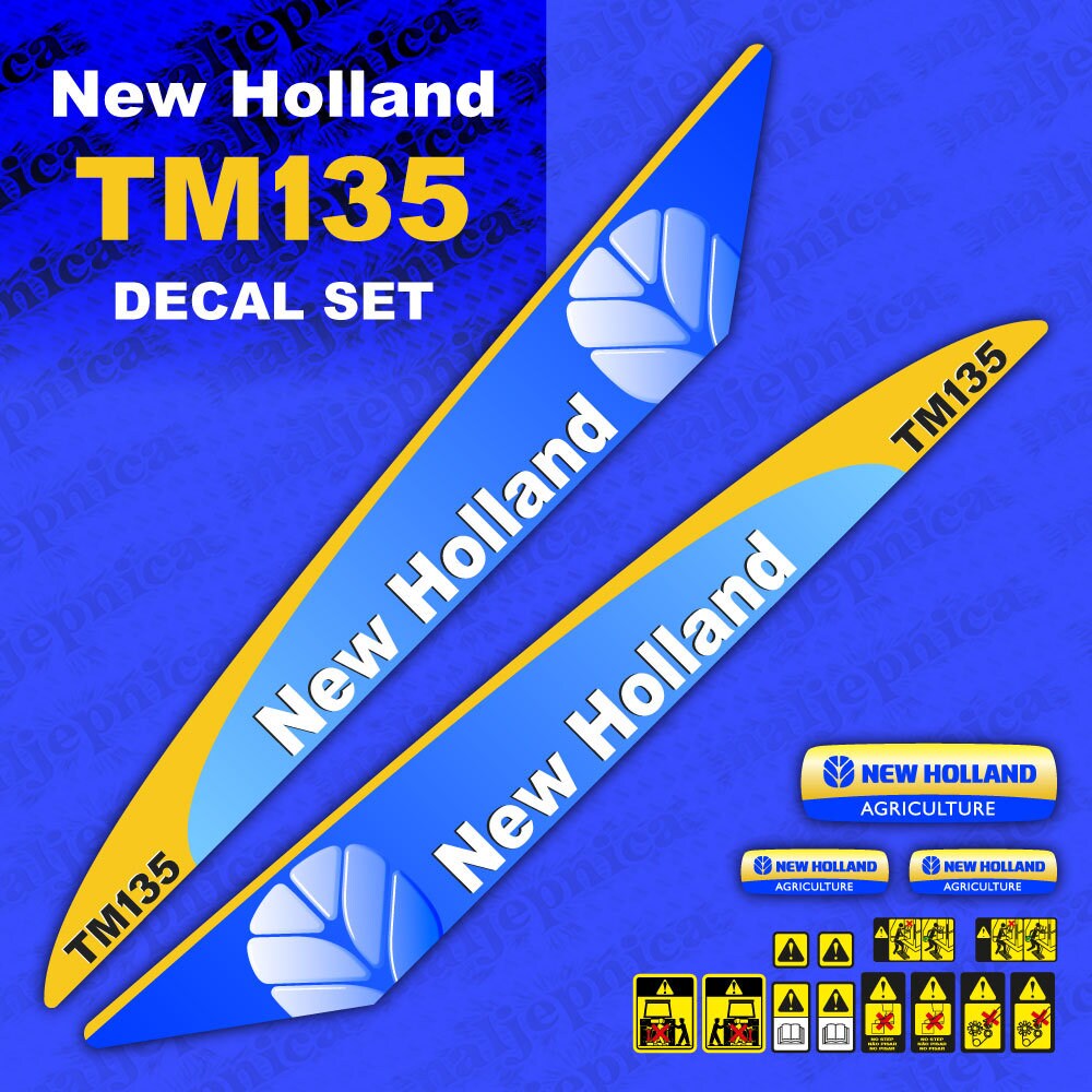 New Holland TM135 Aftermarket Replacement Tractor Decal (Sticker) Set replacement decal set