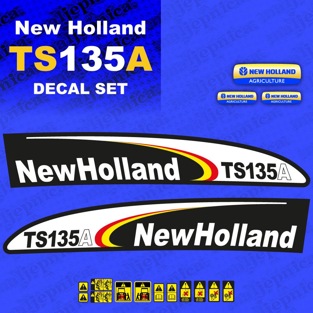 New Holland TS135A Black Aftermarket Replacement Tractor Decal (Sticker) Set replacement decal set