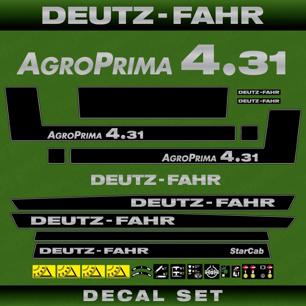 Deutz Fahr AgroPrima 4.31 Aftermarket Replacement Tractor Decal (Sticker) Set