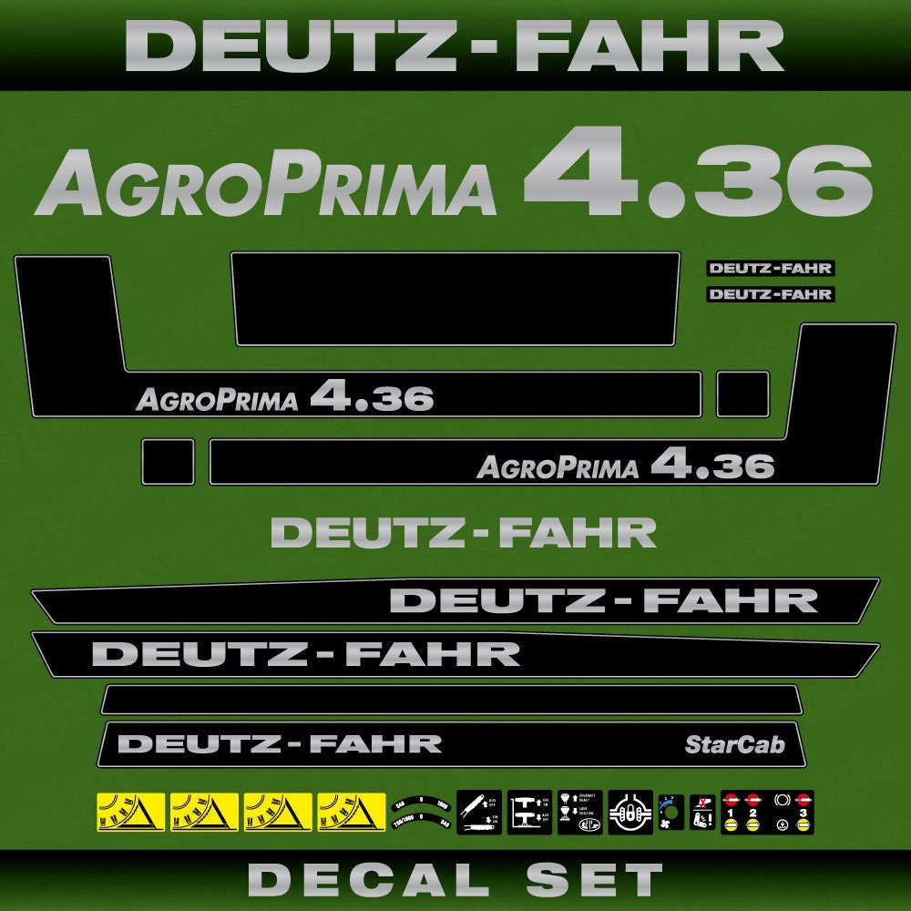 Deutz Fahr AgroPrima 4.36 Aftermarket Replacement Tractor Decal (Sticker) Set replacement decal set