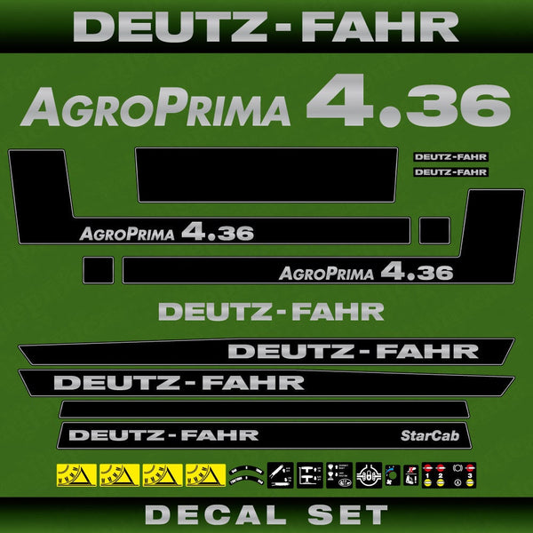 Deutz Fahr AgroPrima 4.36 Aftermarket Replacement Tractor Decal (Sticker) Set replacement decal set