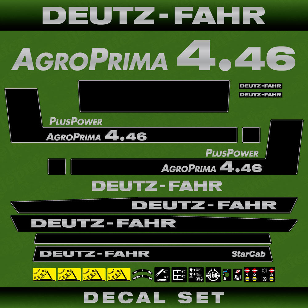 Deutz Fahr AgroPrima 4.46 Plus Power Aftermarket Replacement Tractor Decal (Sticker) Set replacement decal set