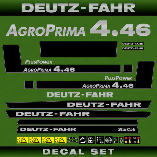 Deutz Fahr AgroPrima 4.46 Plus Power Aftermarket Replacement Tractor Decal (Sticker) Set replacement decal set