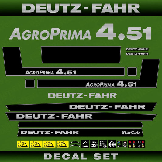 Deutz Fahr AgroPrima 4.51 Aftermarket Replacement Tractor Decal (Sticker) Set