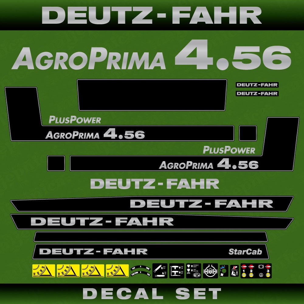 Deutz Fahr AgroPrima 4.56 Plus Power Aftermarket Replacement Tractor Decal (Sticker) Set