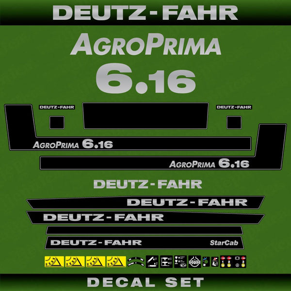 Deutz Fahr AgroPrima 6.16 Aftermarket Replacement Tractor Decal (Sticker) Set replacement decal set