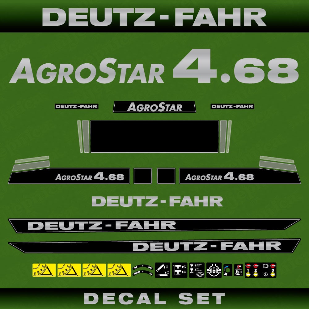 Deutz Fahr AgroStar 4.68 Aftermarket Replacement Tractor Decal (Sticker) Set replacement decal set