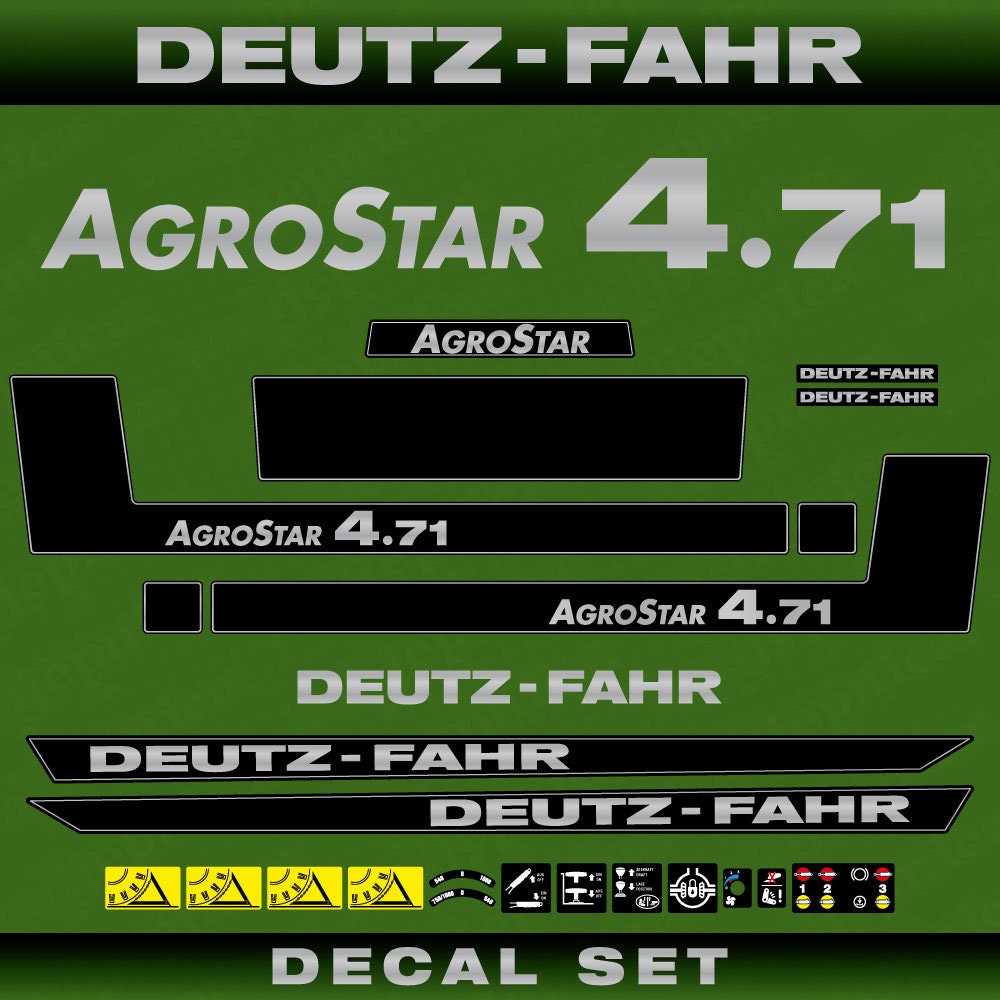 Deutz Fahr AgroStar 4.71 Aftermarket Replacement Tractor Decal (Sticker) Set replacement decal set