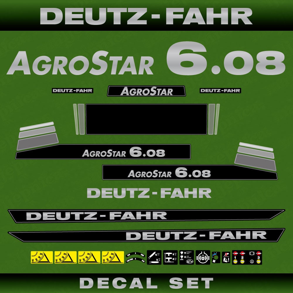 Deutz Fahr AgroStar 6.08 Aftermarket Replacement Tractor Decal (Sticker) Set