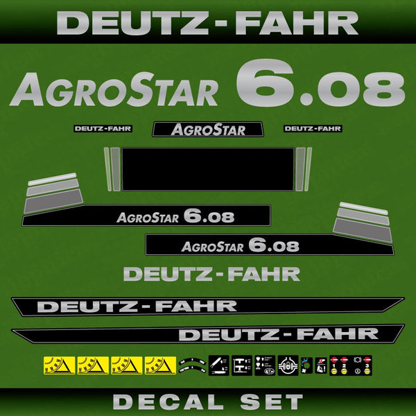 Deutz Fahr AgroStar 6.08 Aftermarket Replacement Tractor Decal (Sticker) Set replacement decal set