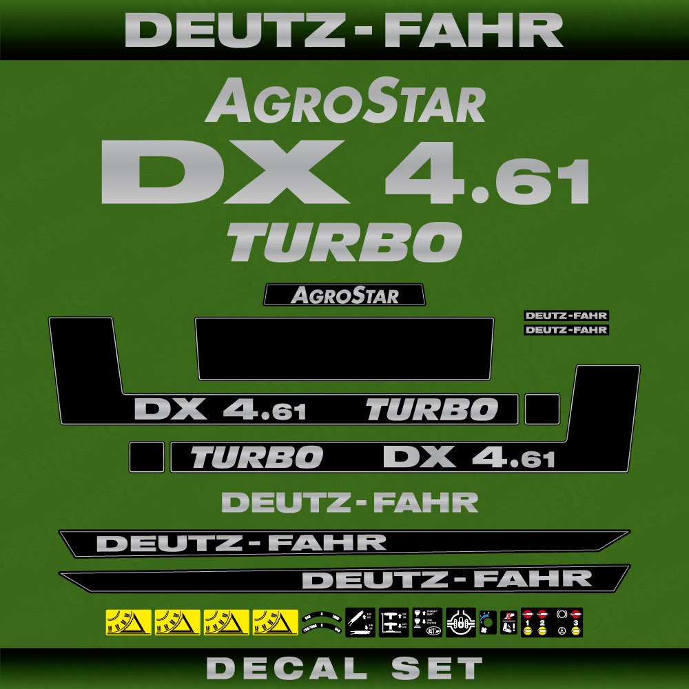 Deutz Fahr AgroStar DX 4.61 Turbo Aftermarket Replacement Tractor Decal (Sticker) Set replacement decal set