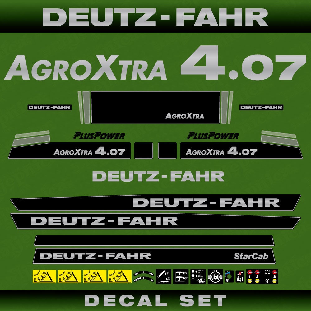 Deutz Fahr AgroXtra 4.07 Aftermarket Replacement Tractor Decal (Sticker) Set replacement decal set