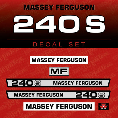 Massey Ferguson 240S (E) Aftermarket Replacement Tractor Decal (Sticker) Set