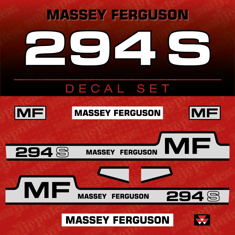 Massey Ferguson 294S Aftermarket Replacement Tractor Decal (Sticker) Set replacement decal set