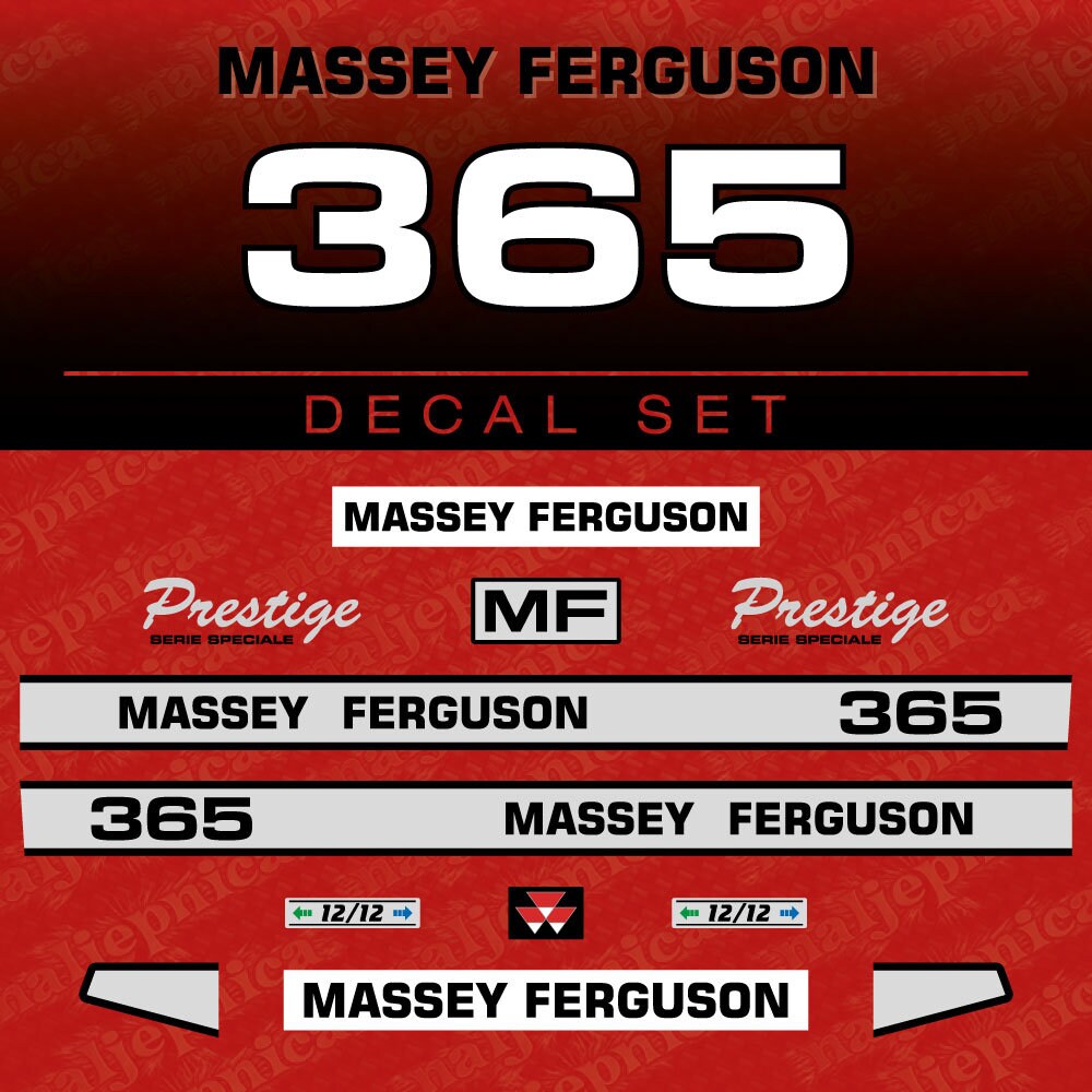 Massey Ferguson 365 (E) Aftermarket Replacement Tractor Decal (Sticker) Set