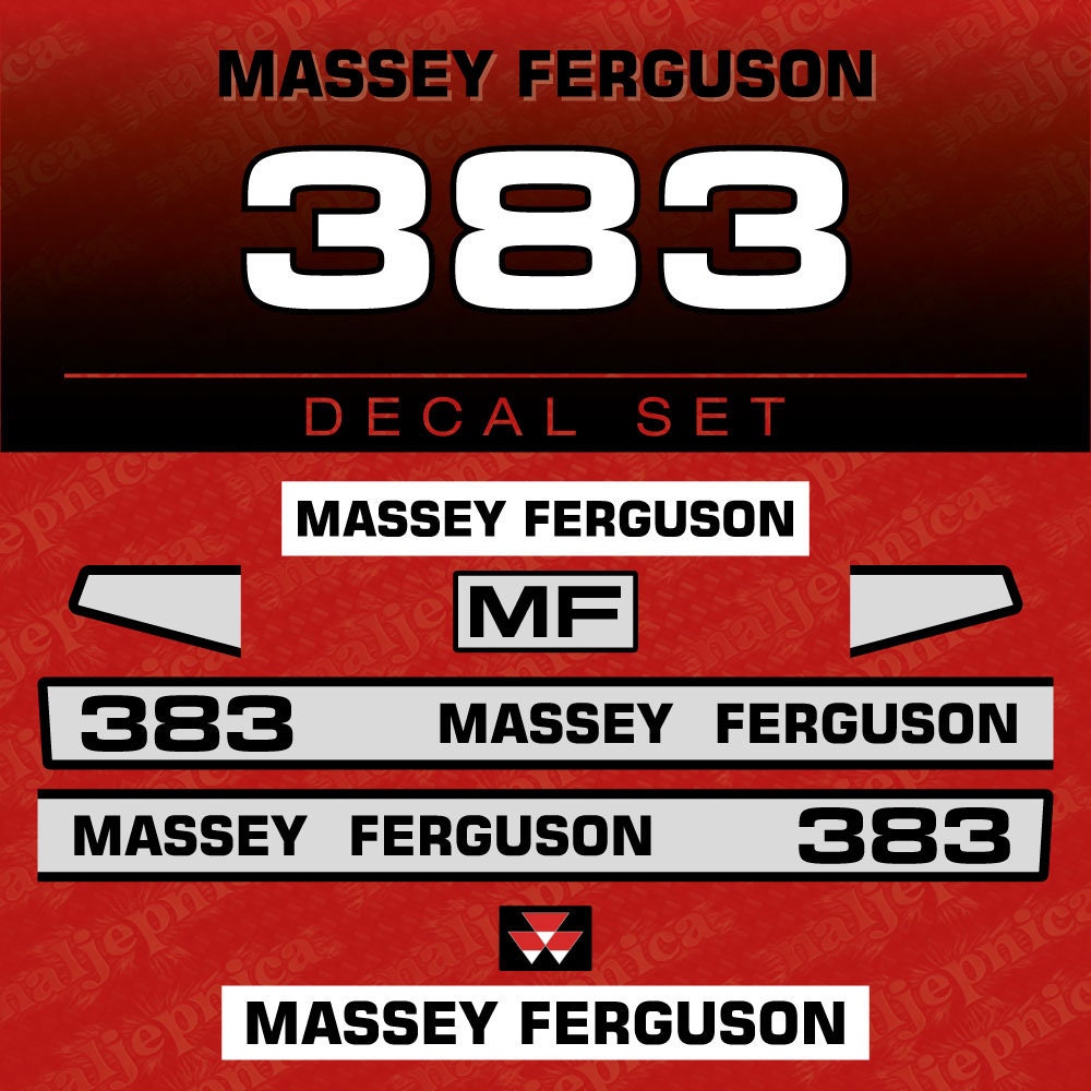 Massey Ferguson 383 Aftermarket Replacement Tractor Decal (Sticker) Set