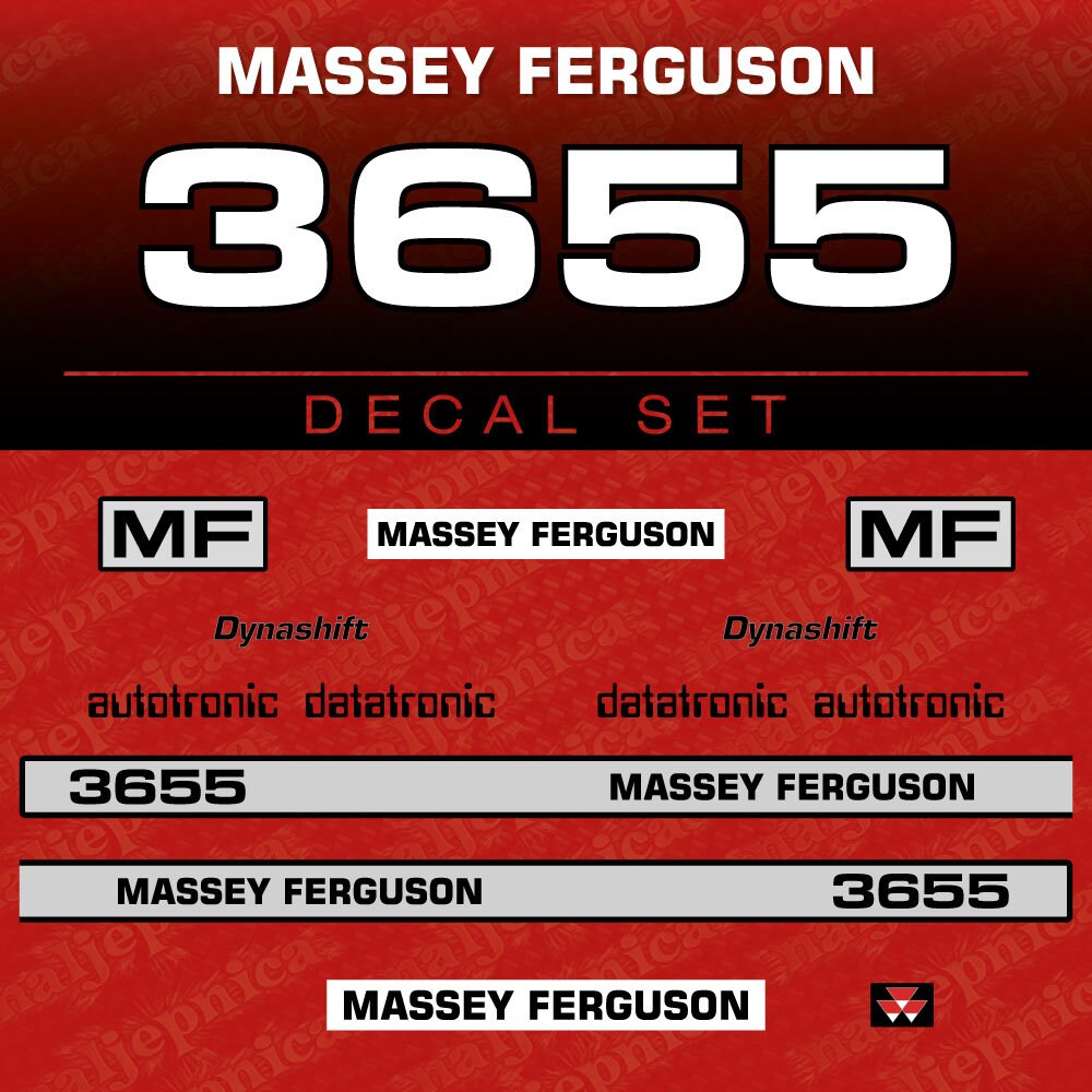 Massey Ferguson 3655 Aftermarket Replacement Tractor Decal (Sticker) Set