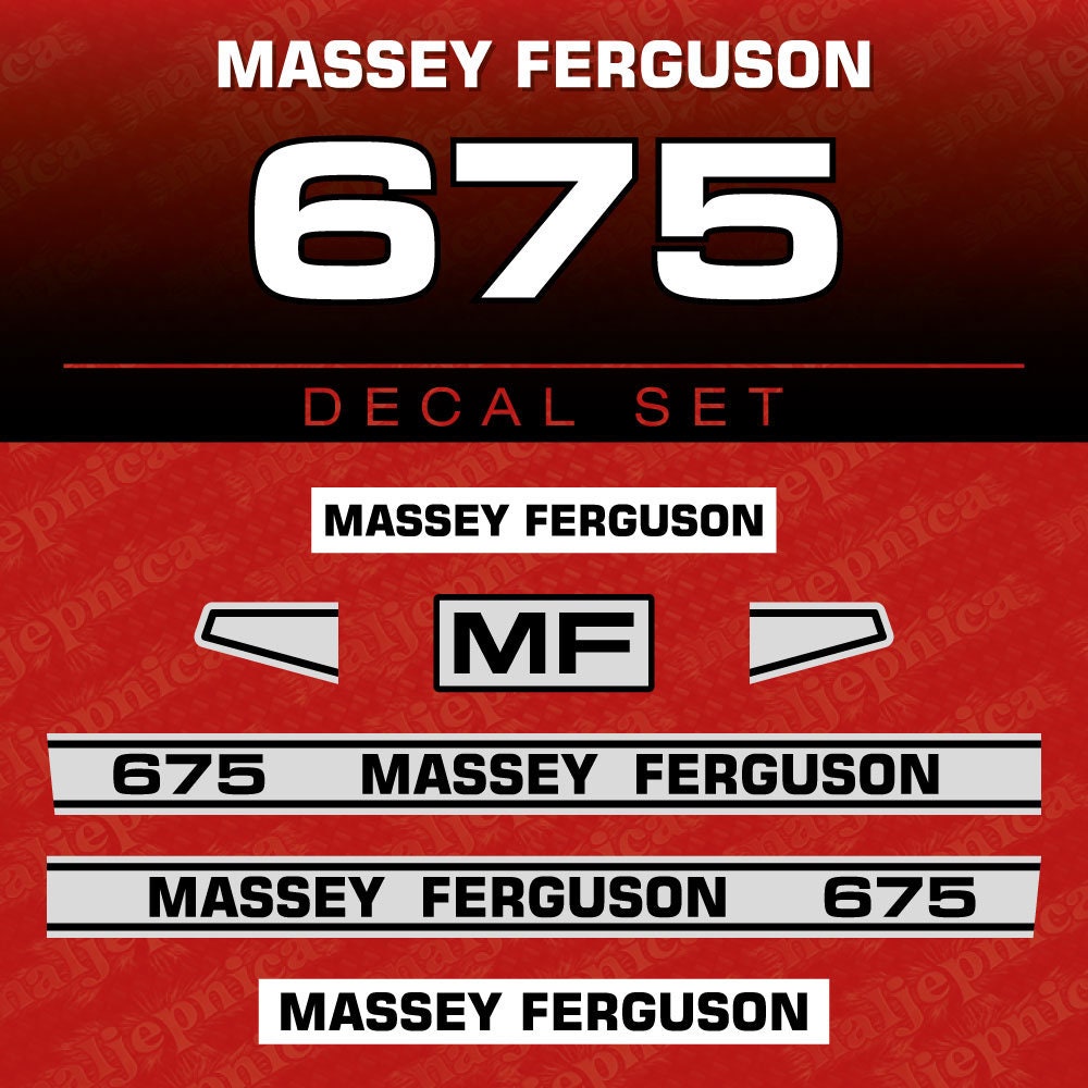 Massey Ferguson 675 Aftermarket Replacement Tractor Decal (Sticker) Set
