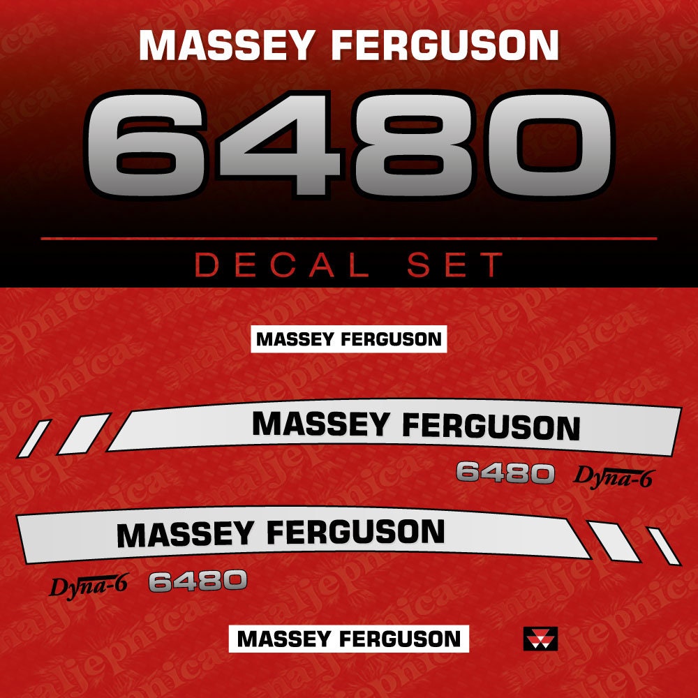 Massey Ferguson 6480 Aftermarket Replacement Tractor Decal (Sticker) Set
