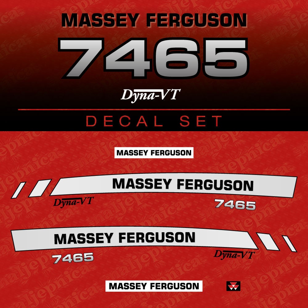 Massey Ferguson 7465 (2008 - 2012) Aftermarket Replacement Tractor Decal (Sticker) Set