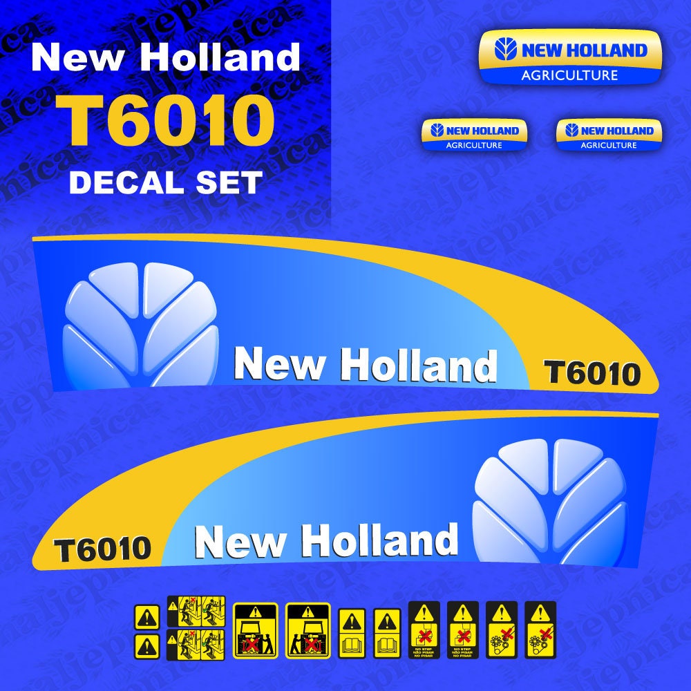 New Holland T6010 Aftermarket Replacement Tractor Decal (Sticker) Set replacement decal set