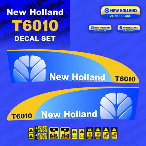 New Holland T6010 Aftermarket Replacement Tractor Decal (Sticker) Set replacement decal set