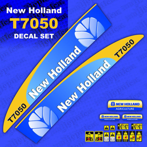 New Holland T7050 Aftermarket Replacement Tractor Decal (Sticker) Set replacement decal set